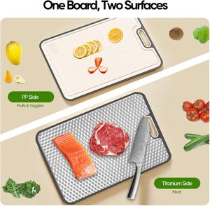 Nouvelle planche à découper en titane, planches de découpe de cuisine en titane double face avec paille de blé pour viande, légumes et fruits - Product Image 2