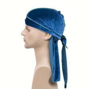 Durag de luxe unisexe pour 360 Waves, en velours doux, extensible, avec longue queue et larges sangles, couvre-chef - Product Image 2