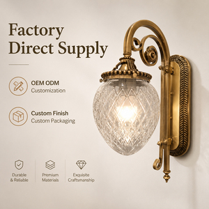 Vintage Brass <b>Wall</b> <b>Sconce</b> Cut Crystal Glass LED <b>Wall</b> Lamp for Living Room Bedroom Hotel Corridor Decor Professional <b>Lighting</b> - Product Image 6