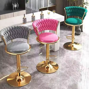 Sillas de Barra Altas Modernas y Ajustables <span class=keywords><strong>para</strong></span> Cocina o Desayunador, Taburetes de Barra de Lujo <span class=keywords><strong>para</strong></span> el Hogar, Tapizados en Terciopelo - Product Image 1