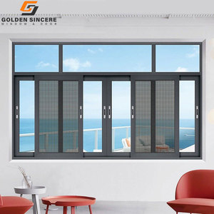 GS Hot Sale Double Glazed Sliding <b>Windows</b> Low-E Glass Aluminum Sliding <b>Window</b> With Mosquito Net - Product Image 2