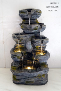 Fuente de agua de suelo exterior rústica con tarro y cuenco de <span class=keywords><strong>gres</strong></span> con luz LED en cascada <span class=keywords><strong>para</strong></span> patio jardín - Product Image 3