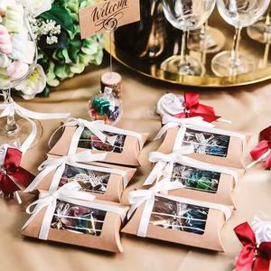 Pillow-shaped Gift Boxes With Clear <b>Window</b> Kraft Paper Recyclable For Craft And Gift Packaging - Product Image 2