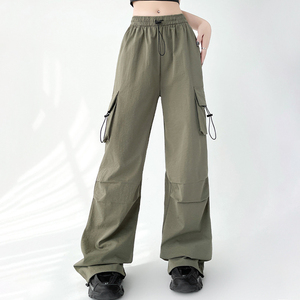Pantalones Cargo de Pierna Ancha para Mujer, Cintura Alta, Transpirables, Sueltos, Diseño Retro Informal para Senderismo, Trabajo, Estilo Bolsa de Papel - Product Image 3