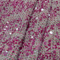 Tissu Tweed Violet Pailleté Premium, Grammage Lourd 450G, pour Blazers de Créateurs et Décoration Intérieure - Vente en Gros