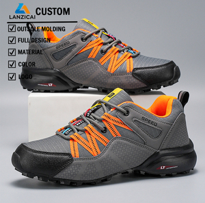 Chaussures de sport d'extérieur personnalisées, chaussures de randonnée pour hommes, dessus <span class=keywords><strong>en</strong></span> maille rayée, douces, tendance, antidérapantes, résistantes à l'usure, respirantes - Product Image 1