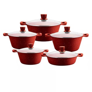 Hiệu suất cao bao phủ soong món ăn không dính nội thất cho dễ dàng dọn dẹp 10 cái nấu ăn nồi và chảo <span class=keywords><strong>Cookware</strong></span> <span class=keywords><strong>Set</strong></span> nhôm - Product Image 3