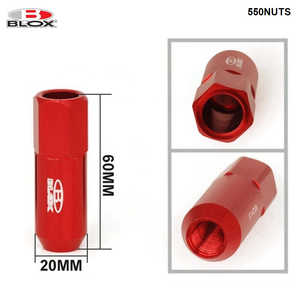 Dadi per Ruote da Corsa Universali <span class=keywords><strong>Blox</strong></span> in Alluminio Forgiato 7075 M12X1.25 M12X1.5 L: 60mm (20 Pezzi/Set) 550NUTS - Product Image 3