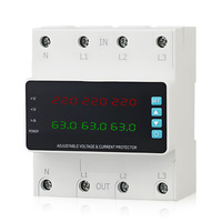 4P 63A Rail DIN triphasé 380V numérique réglable sur et sous-tension dispositif de protection de courant limiteur relais de protection