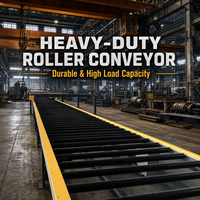 Convoyeur à rouleaux en acier inoxydable à vitesse réglable pour la manutention de composants en usine de fabrication de machines, facile à nettoyer