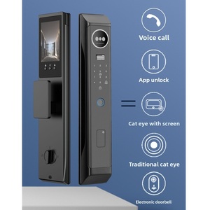 Serrure de <span class=keywords><strong>porte</strong></span> intelligente en alliage d'aluminium à reconnaissance faciale 3D, H21-Tuya, Wi-Fi, contrôle à distance, accès par <span class=keywords><strong>code</strong></span> RFID, pour <span class=keywords><strong>porte</strong></span> en bois, directement de l'usine - Product Image 3