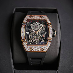 Montre mécanique à remontage manuel unisexe Diamond Carbon 17-01, forme barillet, squelette, tourbillon, <span class=keywords><strong>prestige</strong></span>, soirée, montre-bracelet, chronomètre - Product Image 1