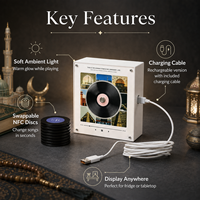 DIY OEM Lampu Malam Pemutar Musik Cakram Akrilik Berputar dengan Speaker Audio Vinyl yang Dapat Diganti, Magnet Kulkas NFC, dan Laser CARE