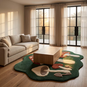 Hand Tufted Wool Mushroom <b>Rug</b> Forestcore Irregular Area <b>Rug</b> Cottagecore <b>Woodland</b> Carpet Nature Inspired Decor for Nursery Bulk - Product Image 3
