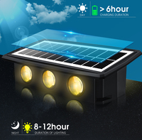Lampes solaires d'extérieur pour jardin, 4, 6 ou 8 LED, changement de couleur RGB, éclairage mural pour maison, clôture, extérieur, décoration d'escalier