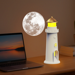 Proyector de Luz de Luna con Forma de Faro, Luz Natural Recargable LED para Decoración de Ambiente - Product Image 4