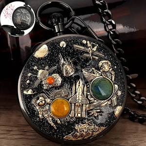 Serie espacial Reloj de bolsillo de música Original Hombres Reloj de <span class=keywords><strong>cadena</strong></span> de cuarzo Mujeres Música Collar Relojes - Product Image 1