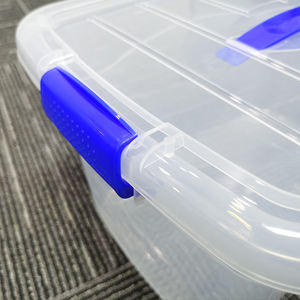 Limpar PP Plástico Caixa De Armazenamento Durável <span class=keywords><strong>7.5L</strong></span>-13L-20L Organizadores Travamento Handle Rodas Tampas Empilháveis para Alimentos Ordem Mínima 3pcs - Product Image 4