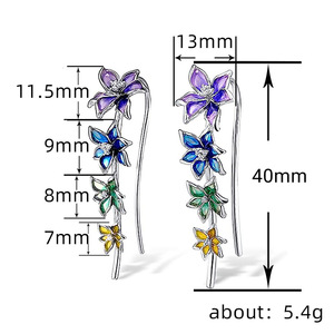Orecchini Pendenti Floreali da Donna, Stile Fiore Sbocciato, Eleganti Gioielli di Fidanzamento in Ottone - Product Image 3