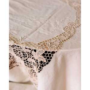 Mantel de Lino Burano con Encaje, Ecológico, de PEVA, Rectangular, Cuadrado, con Diseño Estampado y Bordado para Hoteles, Restaurantes, Navidad - Product Image 1