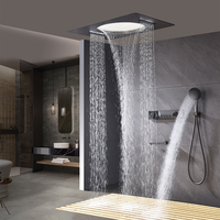 Système de douche thermostatique de luxe à affichage numérique LED, pommeau de douche à main quatre fonctions, ensemble de douche de villa en céramique à jet doux pour la maison