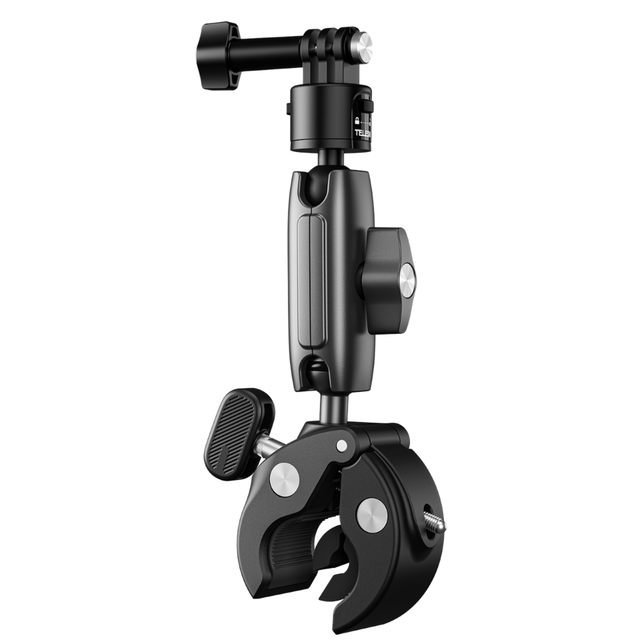 Telesin Private Mold Made China Adjustable Clamp Action Camera Mount for Bicycles Motorcycles Quick Release Clip Insta360