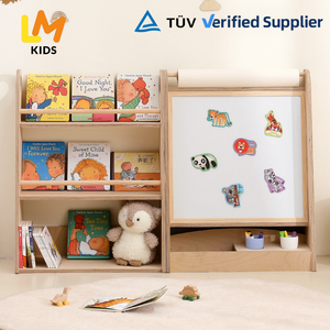 Étagère Montessori pour tout-petits à 3 niveaux en bois, présentoir à livres, tableau magnétique, rouleau de papier, chevalet d'art pour enfants, mobilier de chambre d'enfant - Product Image 3