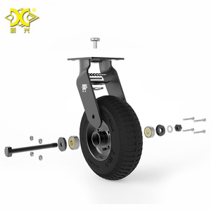 8 polegadas preto borracha pneumática roda rodízios infláveis pesados giratória rodízio roda com travamento do freio - Product Image 3