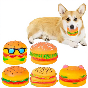 Jouet à mâcher pour chien en forme de burger, jouet en peluche qui couine, jouet durable pour chiot, jouet interactif pour l'entraînement - Product Image 4