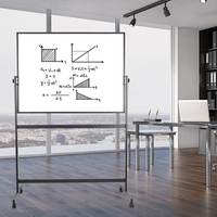 Tableau effaçable à sec mobile avec support Tableau blanc portable double face Chevalet Tableau blanc magnétique à hauteur réglable sur roues