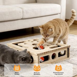 Scatola di Arricchimento e Gioco per <span class=keywords><strong>Gatti</strong></span>, Scatola in Legno per Affilare le Unghie, Alternativa Antistress alle Lime per Unghie, Gioco Labirinto per <span class=keywords><strong>Gatti</strong></span> da Interno - Product Image 4