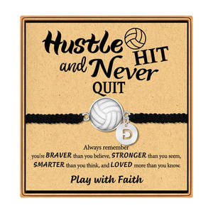 Takım sporları parti iyilik, antrenör, kıdemli voleybol & mektup dilek bilezikler spor baskı bilezikler-"asla bırakma; Voleybol" - Product Image 6