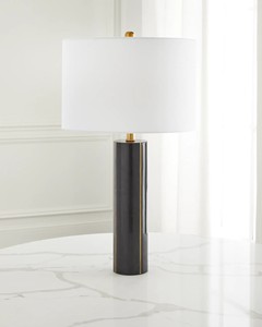 Lampe de table LED en résine et tissu de style moderne avec abat-jour rond, alimentation CC - Product Image 3