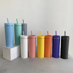 Unique wedding party favor 16oz Pastel Colors Matte Finish Reusable Blank Skinny Tumblers for Cold Hot Drinks Tumblers
