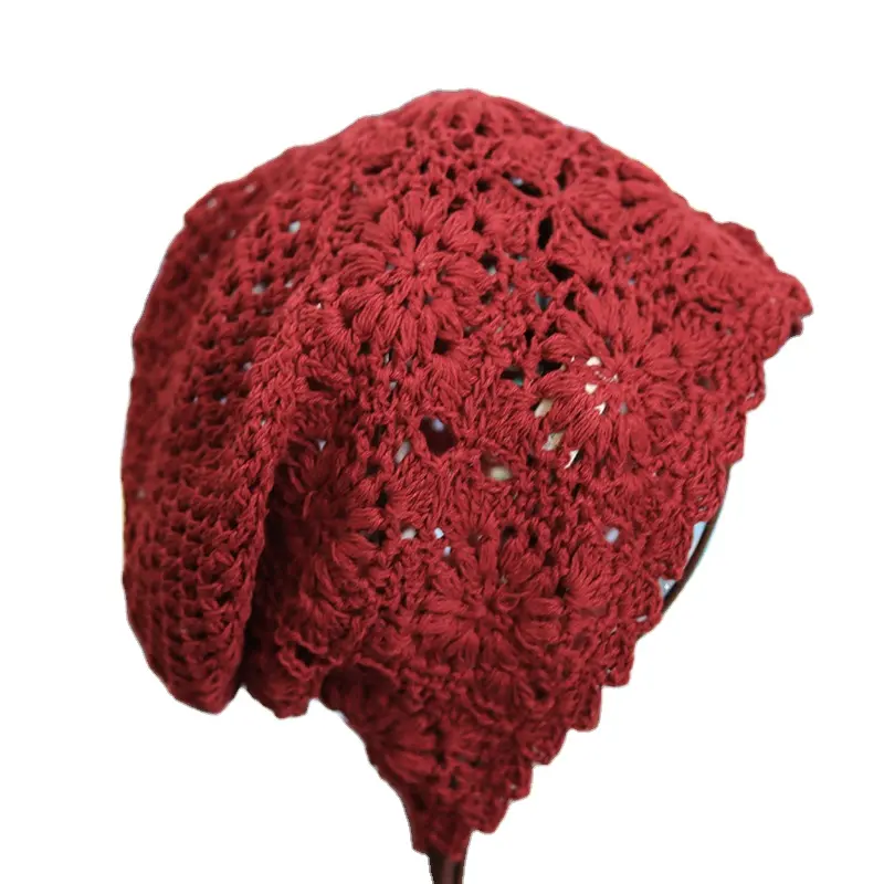 hollow-out snood and beret crochet flower hair cover hand hook turban women summer heat insulation fashion spring hats