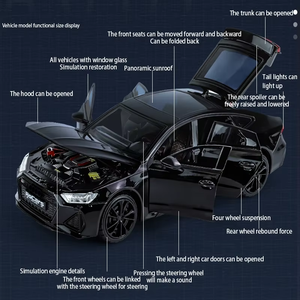 Modèle de voiture en alliage 1/24 RS7 version piste, moulage sous pression haute précision, jouet à rétrofriction avec roues, collection, décoration, effets sonores et lumineux - Product Image 6