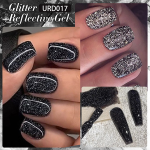 UR SUGAR Esmalte de Gel con Lentejuelas Negras de 15 ml, Esmalte de Gel Reflectante con Diamantes Triturados de Superbrillo OEM para Decoración de Uñas - Product Image 4