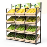 Op Maat Gemaakte Metalen Displayrek Supermarkt Groente En Fruit Planken Met Billboard Top