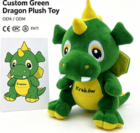 Fabricant de poupées en peluche personnalisées OEM ODM, jouet dragon rembourré de Cracovie, coussin doux, usine de poupées dragon slovénes