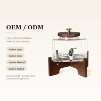 Distributeur de boissons en verre soufflé à la main, design moderne, avec support en bois et couvercle, qualité alimentaire, sans BPA, compatible lave-vaisselle, vente en gros