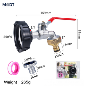 Pistolet à eau pour lavage de voiture IBC, connecteur de <span class=keywords><strong>robinet</strong></span> de réservoir d'eau, adaptateur de connecteur de tuyau d'eau 1/2 pouce 3/4 pouce, filetage grossier S60x6, <span class=keywords><strong>1000L</strong></span> - Product Image 5