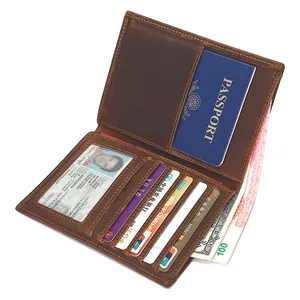 J.M.D定制批发旅行PU皮革护照套钱包，带信用卡夹射频识别阻挡护照套