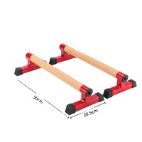 LEAJOY Nouveau type de barres parallèles de gym avec poignées en bois de hêtre, robustes et durables, design triangulaire, noir/rouge, pour la maison/la salle de sport/l'extérieur