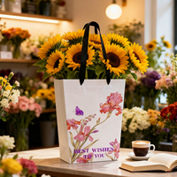 Sacs cadeaux personnalisés en carton recyclable avec logo sur mesure pour fleuristes et bougies, impression offset