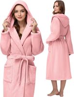 Peignoirs en polaire absorbants à capuche pour femmes – Doux, en tissu éponge, écologiques, longueur genou, pour hiver, spa, douche, séchage rapide, chauds et confortables