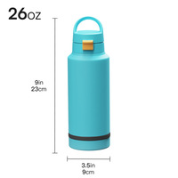 Bouteille d'eau potable en acier inoxydable à double paroi de 32oz avec couvercle à bec verseur, flacon isolé avec compartiment de rangement inférieur