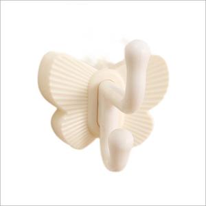 Porte-serviettes et porte-vêtements mural antidérapant en forme de papillon, couleur blanc laiteux, sans perçage, pour séchage rapide - Product Image 1