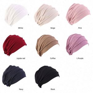 Nuevo Gorro de Moda para Mujer, Talla Única, Estilo Holgado, Tipo Snood, Gorro para Quimioterapia, Turbante, Color Sólido, para Dormir, de Algodón y Poliéster - Product Image 6
