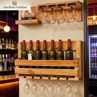 Porte-vin mural en bois massif, meuble de rangement pour bouteilles et verres, présentoir pour restaurant
