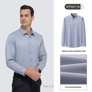 Chemises personnalisables en fibre de bambou et <span class=keywords><strong>soie</strong></span> de mûrier pour hommes, à manches longues, style décontracté ou habillé, vente en gros - Product Image 2